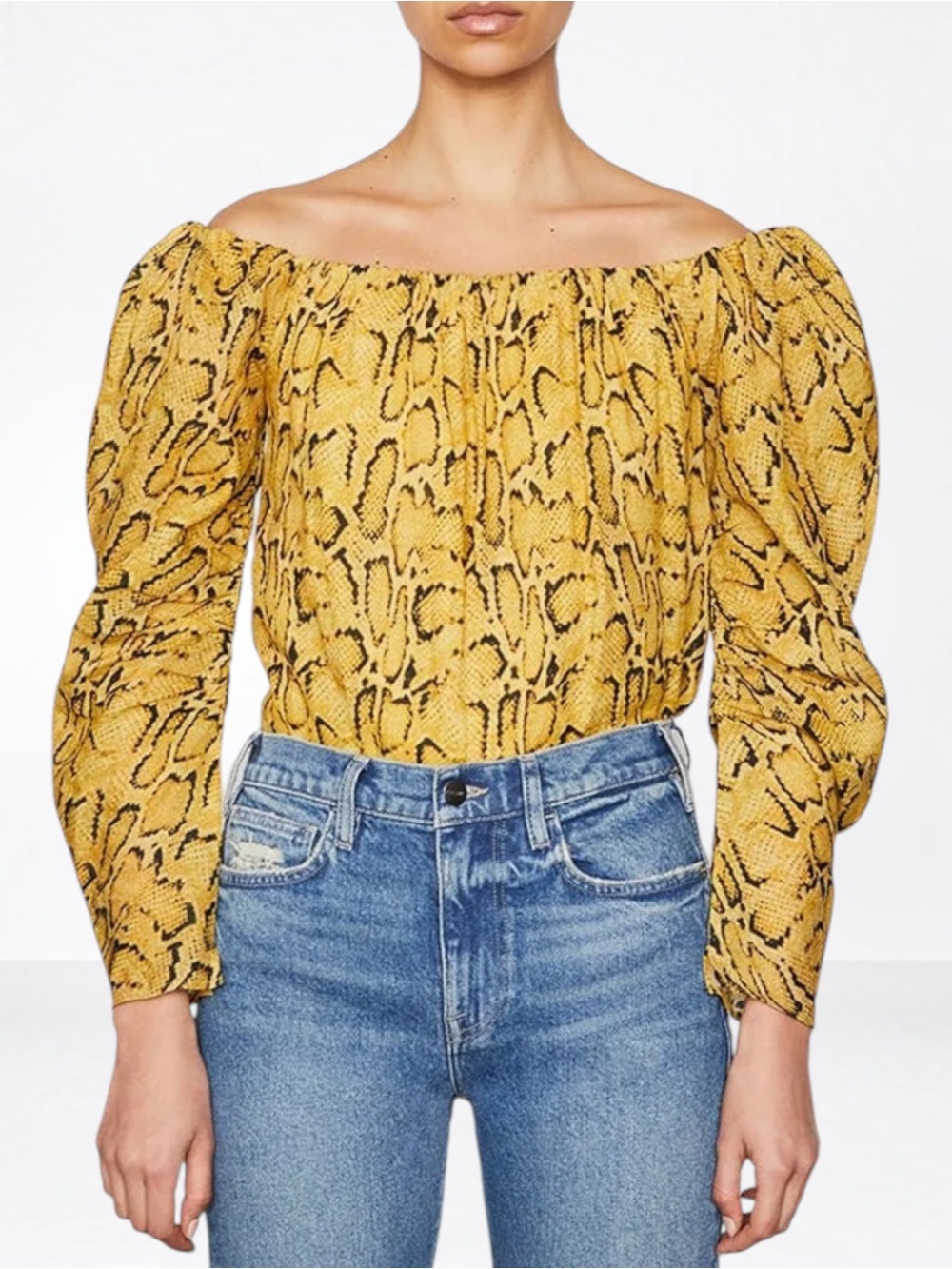 FRAME Python Billow Sleeve Top Size Medium